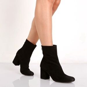 Black suede block heel Free People Cecile ankle boots